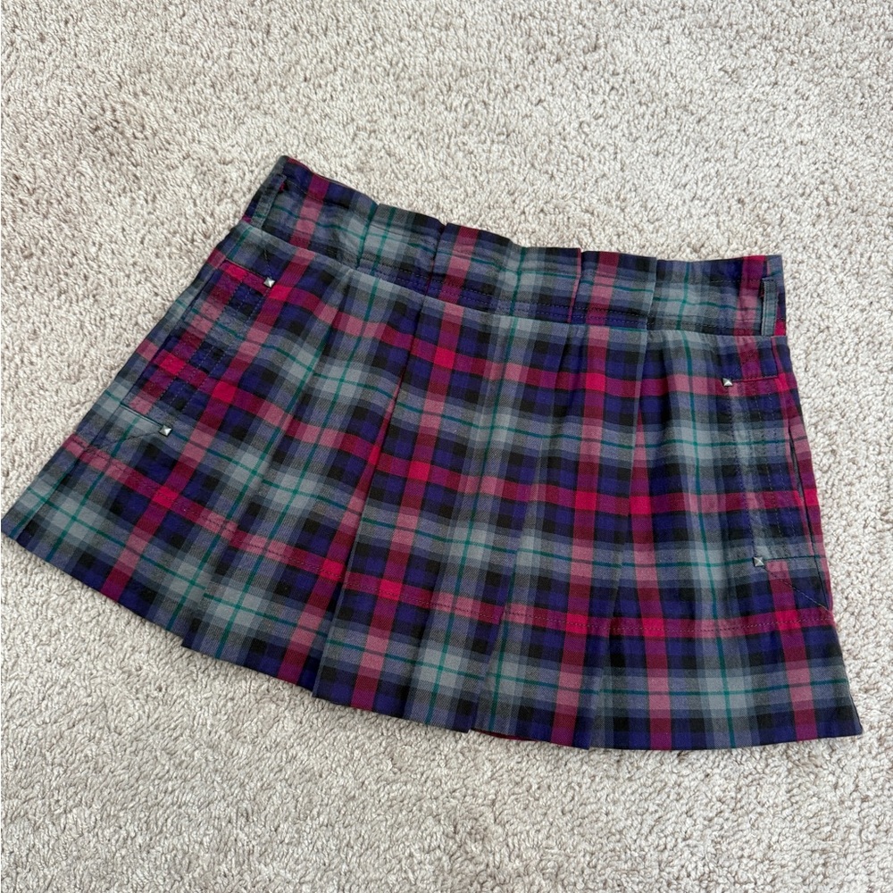 American Eagle Womens Mini Skirt Size 2 Pink Purple Gray Plaid Pleated